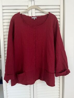 Habitat Maroon Textured Top Cotton Spandex Sz XL